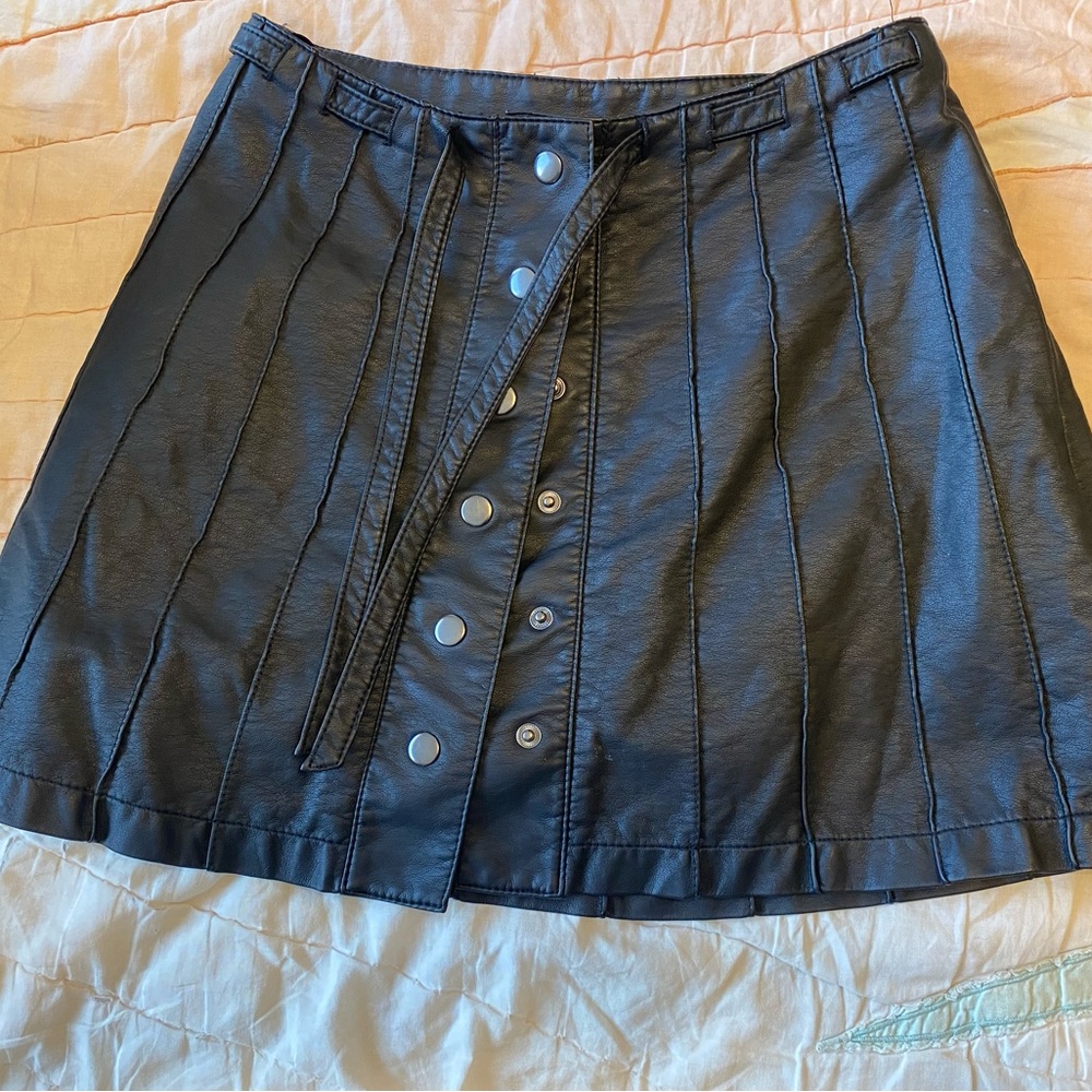Urban Outfitters Black Button-Up leather Mini Skirt